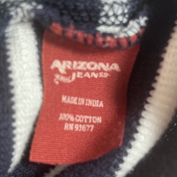 Arizona Jeans Co Mens Long Sleeve Striped Thermal Shirt Top XL Navy White Preppy - Picture 3 of 6